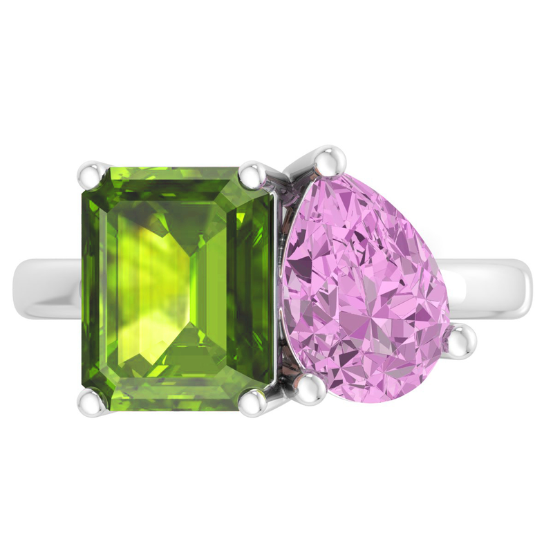 Martha Stewart 4 3/4ctw. Peridot & Pink Sapphire Two Stone Ring In Sterling Silver image number null